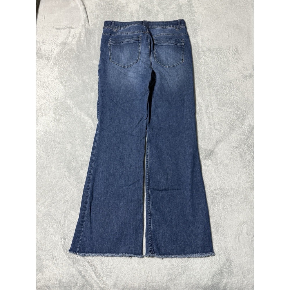 Democracy Jeans Womens 10 Denim Blue Fray Flare Medium Wash 30x29.5 - Picture 7 of 9